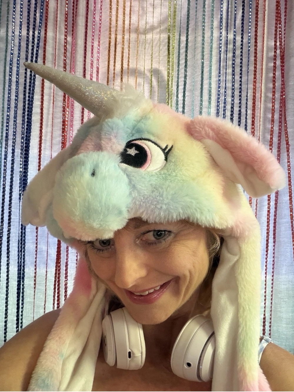 Plush Rainbow Unicorn Hat with Ear Flaps - Kids Toy
